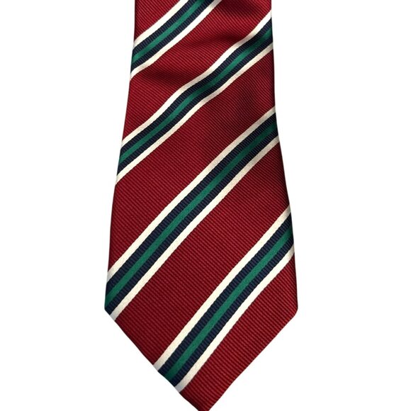 Vineyard Vines Mens Red Green Stripe Silk Tie Holiday Christmas Preppy Old Money - Picture 1 of 3